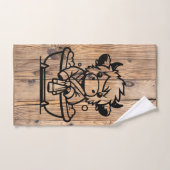 ハイランド牛のフェイク木目 バスタオルセット (ハンドタオル)