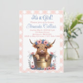 ハイランド牛のフローラ赤ちゃんシャワー 招待状 (スタンド正面)