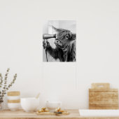 ハイランド牛のヘアスタイリング準備 ポスター (キッチン)