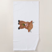 ハイランド牛のメリークリスマスとブライト、スコットランド、 ビーチタオル (正面)