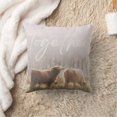 ハイランド牛の一緒に正方形クッション枕 クッション (ブランケット)