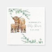 ハイランド牛の双子ファーム動物の赤ちゃんシャワー スタンダードカクテルナプキン (正面)