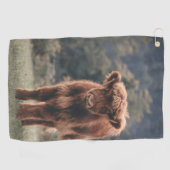 ハイランド牛の子 牛秋草原 ゴルフタオル (横)