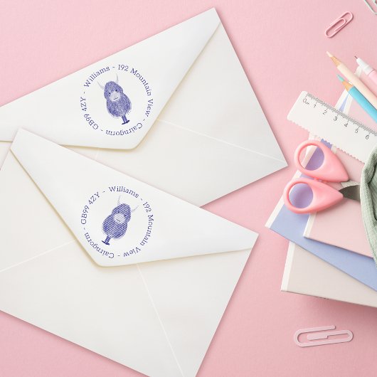 ハイランド牛の家族のアドレス自己インクスタンプ セルフインキングスタンプ