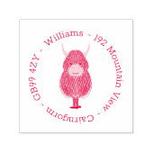 ハイランド牛の家族のアドレス自己インクスタンプ セルフインキングスタンプ (デザイン)