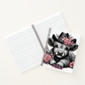 ハイランド牛の帽子とフローラ装飾 ノートブック (内部)