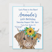 ハイランド牛の招待状、牛の誕生日パーティー 招待状 (正面)