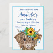 ハイランド牛の招待状、牛の誕生日パーティー 招待状 (正面/裏面)