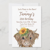 ハイランド牛の招待状、牛の誕生日パーティー 招待状 (正面)