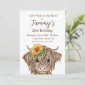 ハイランド牛の招待状、牛の誕生日パーティー 招待状 (スタンド正面)