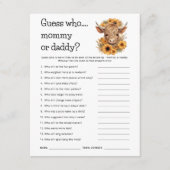 ハイランド牛の推測ママパパ赤ちゃんシャワーカード 招待状 (正面)