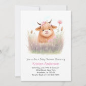 ハイランド牛の水の色の女の子の赤ちゃんシャワー 招待状 (正面)