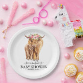 ハイランド牛の水の色ベビーシャワーカーフ ペーパープレート (パーティー)