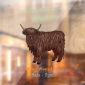 ハイランド牛の漫画イラストレーション ウィンドウサイン (シート2)