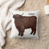 ハイランド牛の漫画イラストレーション クッション (ブランケット)