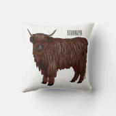 ハイランド牛の漫画イラストレーション クッション (裏面)