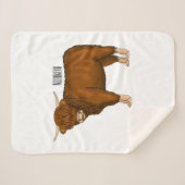 ハイランド牛の漫画イラストレーション シェルパブランケット (正面(横))