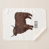 ハイランド牛の漫画イラストレーション シェルパブランケット (正面(横))