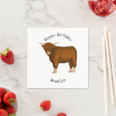 ハイランド牛の漫画イラストレーション スタンダードカクテルナプキン (インサイチュ)