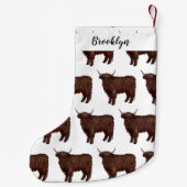 ハイランド牛の漫画イラストレーション スモールクリスマスストッキング (裏面)