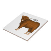 ハイランド牛の漫画イラストレーション タイル (側面)