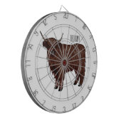 ハイランド牛の漫画イラストレーション ダーツボード (正面左)