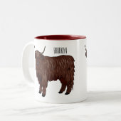 ハイランド牛の漫画イラストレーション ツートーンマグカップ (正面左)