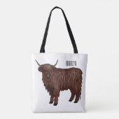 ハイランド牛の漫画イラストレーション トートバッグ (裏面)