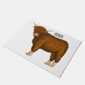 ハイランド牛の漫画イラストレーション ドアマット (アングル)