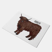 ハイランド牛の漫画イラストレーション ドアマット (アングル)