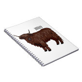 ハイランド牛の漫画イラストレーション ノートブック (右側)