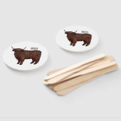 ハイランド牛の漫画イラストレーション ハンドファン (組立なし)