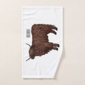 ハイランド牛の漫画イラストレーション バスタオルセット (ハンドタオル)