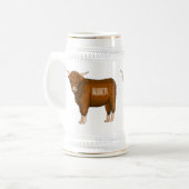 ハイランド牛の漫画イラストレーション ビールジョッキ (正面左)