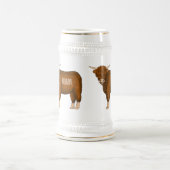 ハイランド牛の漫画イラストレーション ビールジョッキ (中央)