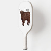 ハイランド牛の漫画イラストレーション ピックルボールラケット (左)