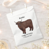 ハイランド牛の漫画イラストレーション フェイバーバッグ (クリップ留めされた状態)