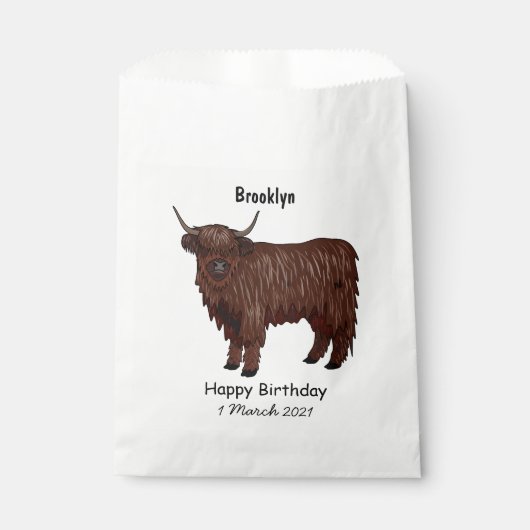 ハイランド牛の漫画イラストレーション フェイバーバッグ (正面)