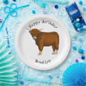 ハイランド牛の漫画イラストレーション ペーパープレート (パーティー)