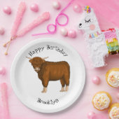 ハイランド牛の漫画イラストレーション ペーパープレート (パーティー)