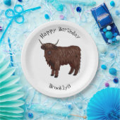 ハイランド牛の漫画イラストレーション ペーパープレート (パーティー)