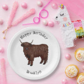 ハイランド牛の漫画イラストレーション ペーパープレート (パーティー)