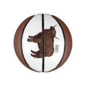 ハイランド牛の漫画イラストレーション ミニバスケットボール (縦)