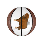 ハイランド牛の漫画イラストレーション ミニバスケットボール (縦)