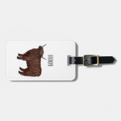 ハイランド牛の漫画イラストレーション ラゲッジタグ (正面横)