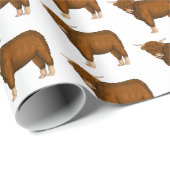 ハイランド牛の漫画イラストレーション ラッピングペーパー (ロールコーナー)