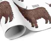 ハイランド牛の漫画イラストレーション ラッピングペーパー (ロールコーナー)