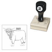 ハイランド牛の漫画イラストレーション ラバースタンプ (押印)