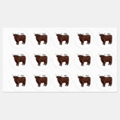 ハイランド牛の漫画イラストレーション ラベル (シート)