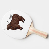 ハイランド牛の漫画イラストレーション 卓球ラケット (横)
